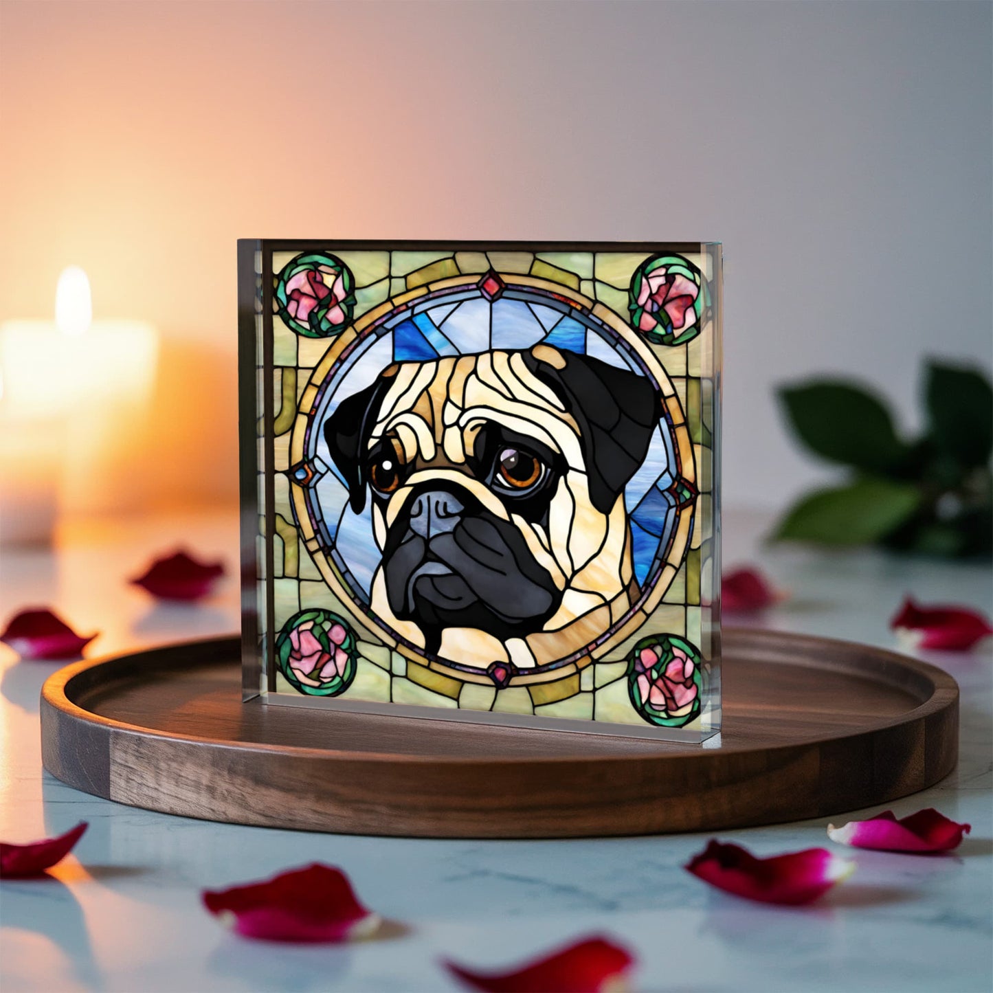 Pug Stained Glass Style Acrylic Decor