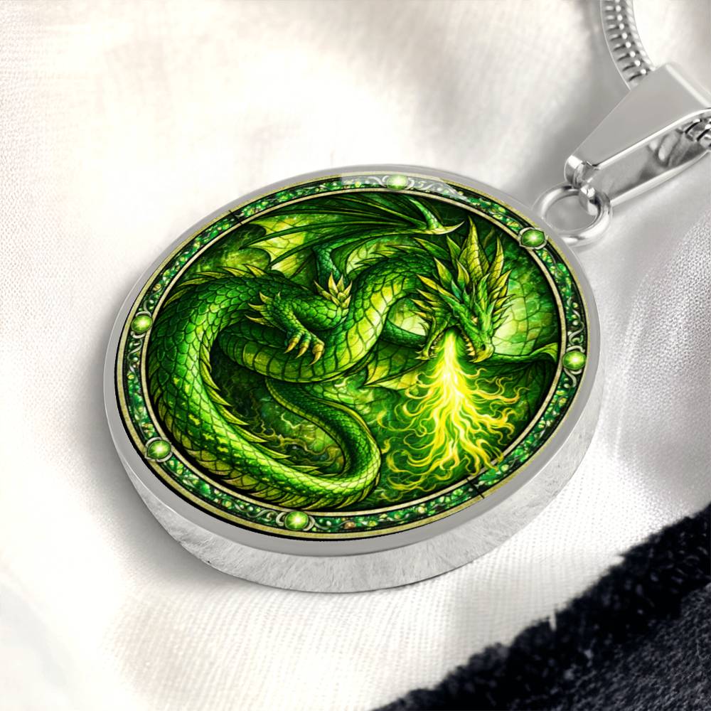 Green Dragon Personalized Engraved Necklace Bracelet or Keychain