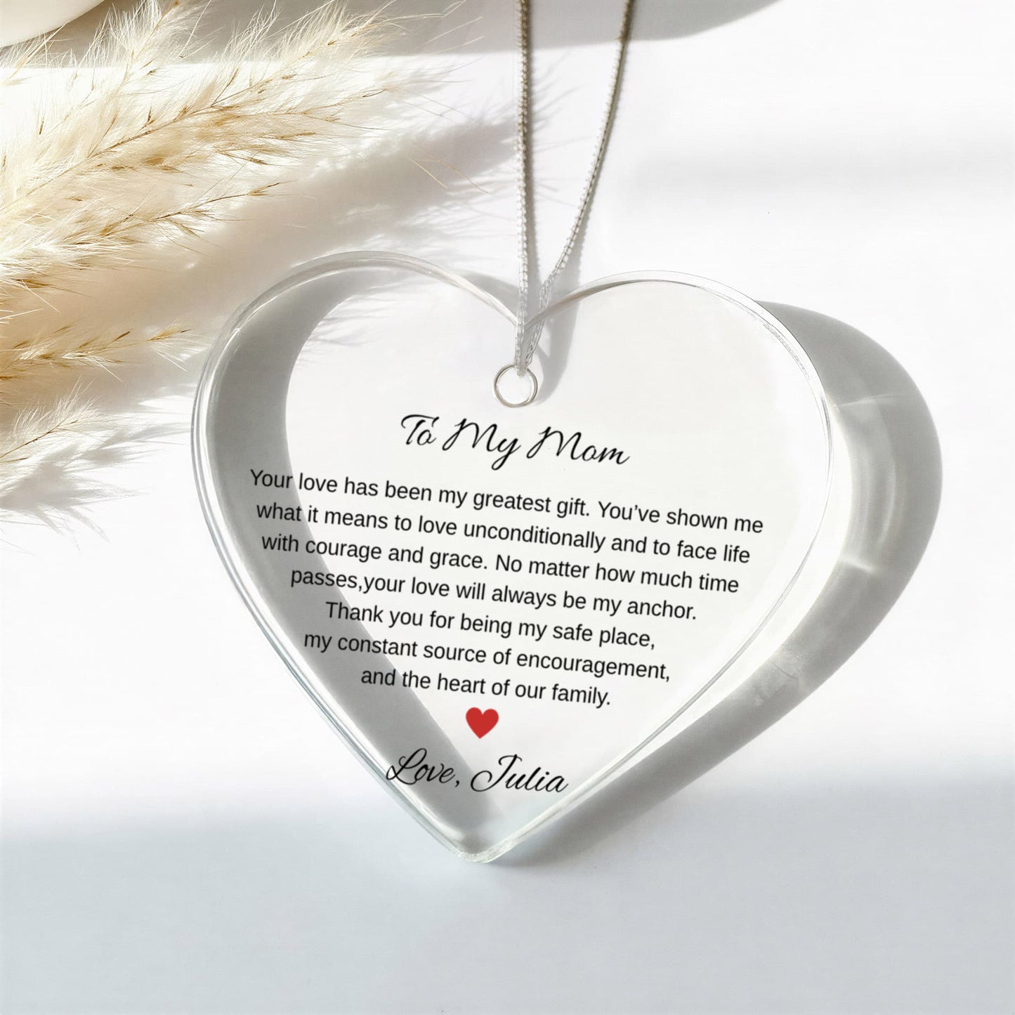 To My Mom Ceramic Heart Ornament