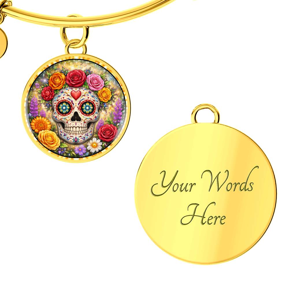 Sugar Skull Personalized Engraved Necklace Bracelet or Keychain