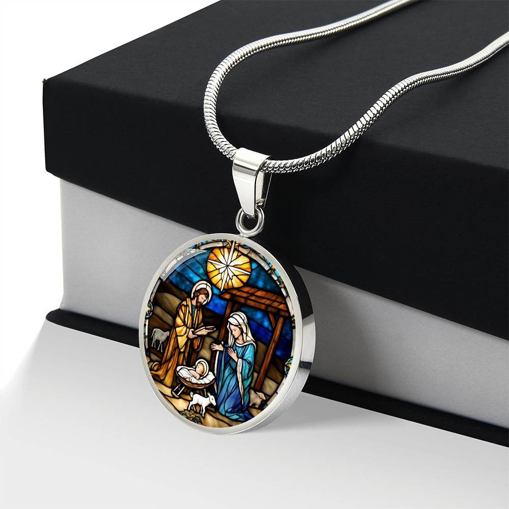Baby Jesus Mary and Joseph Necklace