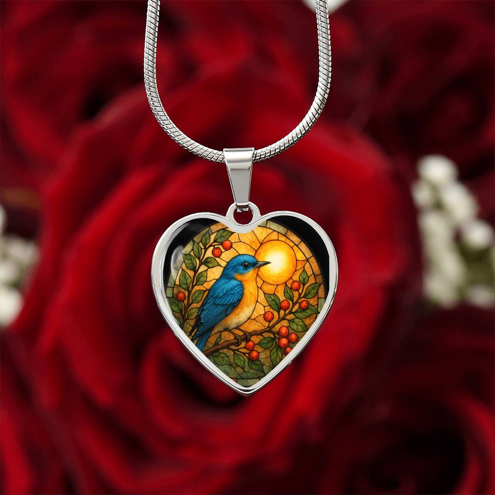 Bluebird Floral Necklace with Engraving