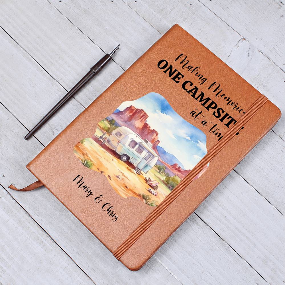Personalized Camping Journal, Vegan Leather Journal, Custom Adventure Diary, Gift for Campers, Unique Travel Notebook, Outdoor Writing Log
