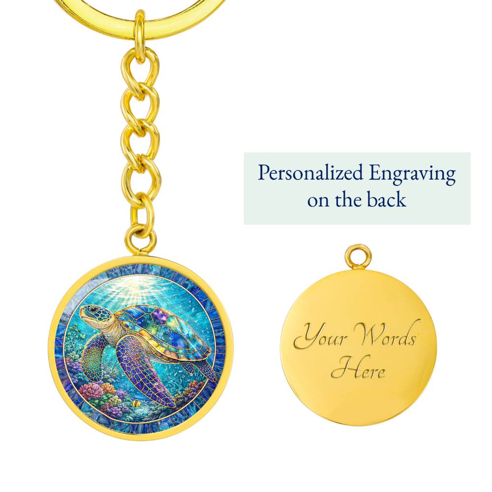 Sea Turtle Necklace, Ocean Life Jewelry, Engraved Sea Turtle Pendant, Turtle Lover Gift, Nature Inspired Keychain, Marine Life Bracelet