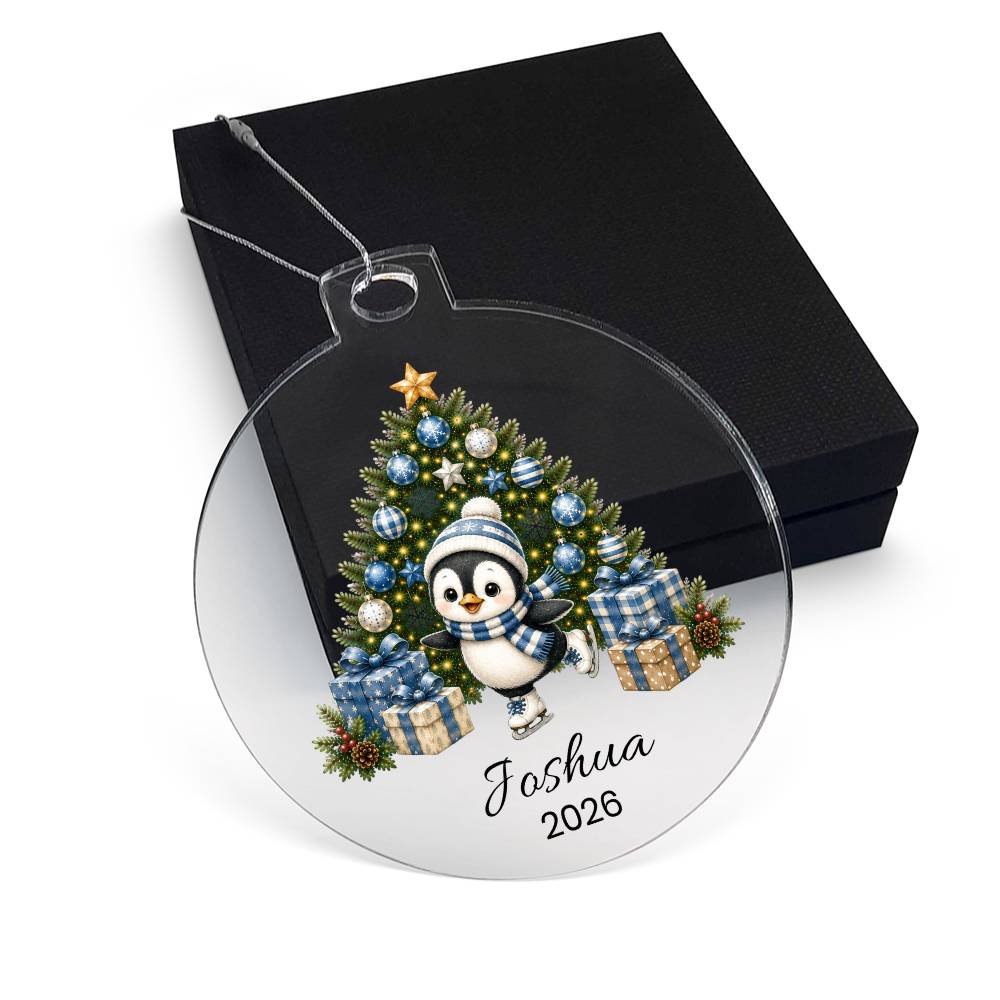 Personalized Penguin Christmas Ornament for Kids