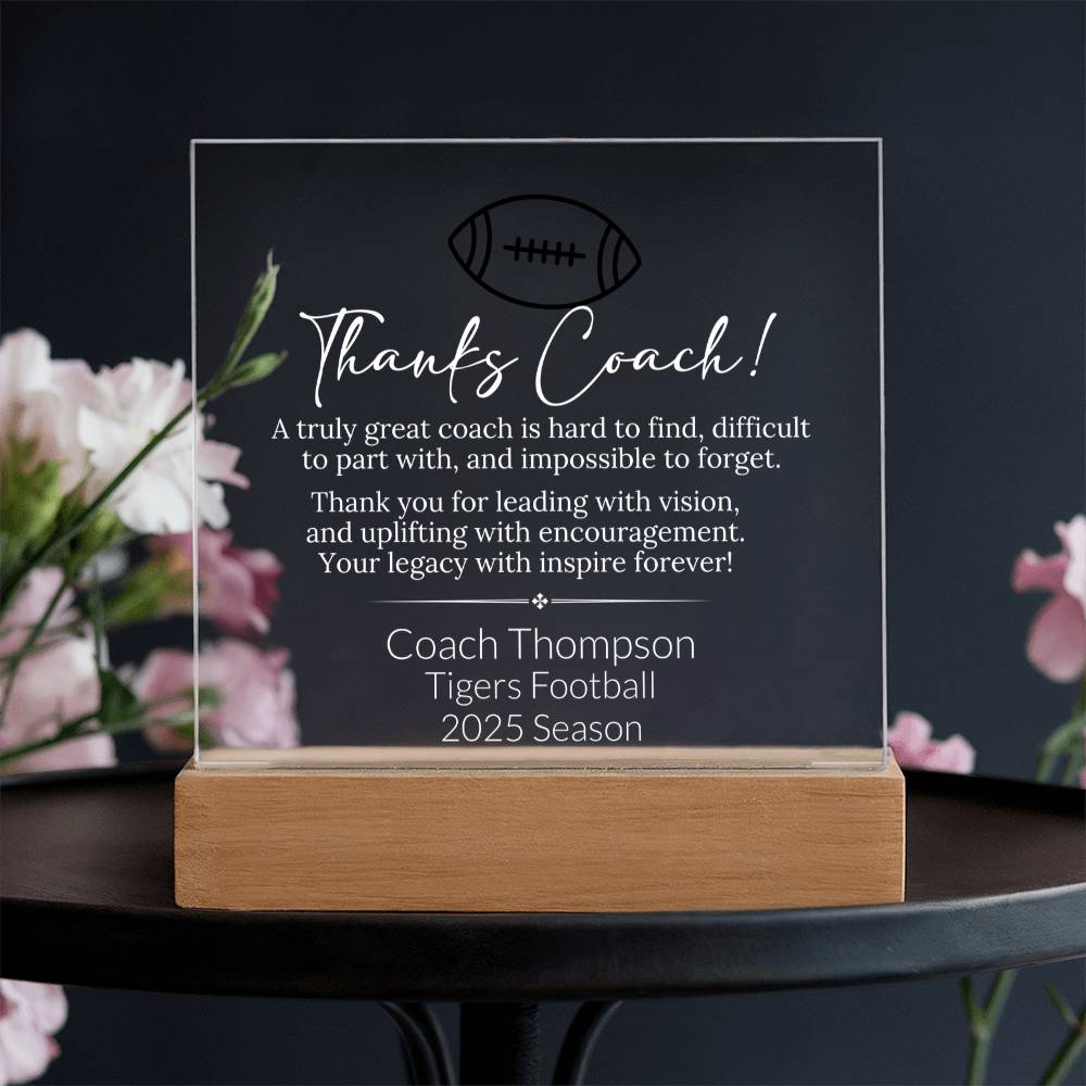 Football Coach Acrylic Square Plaque