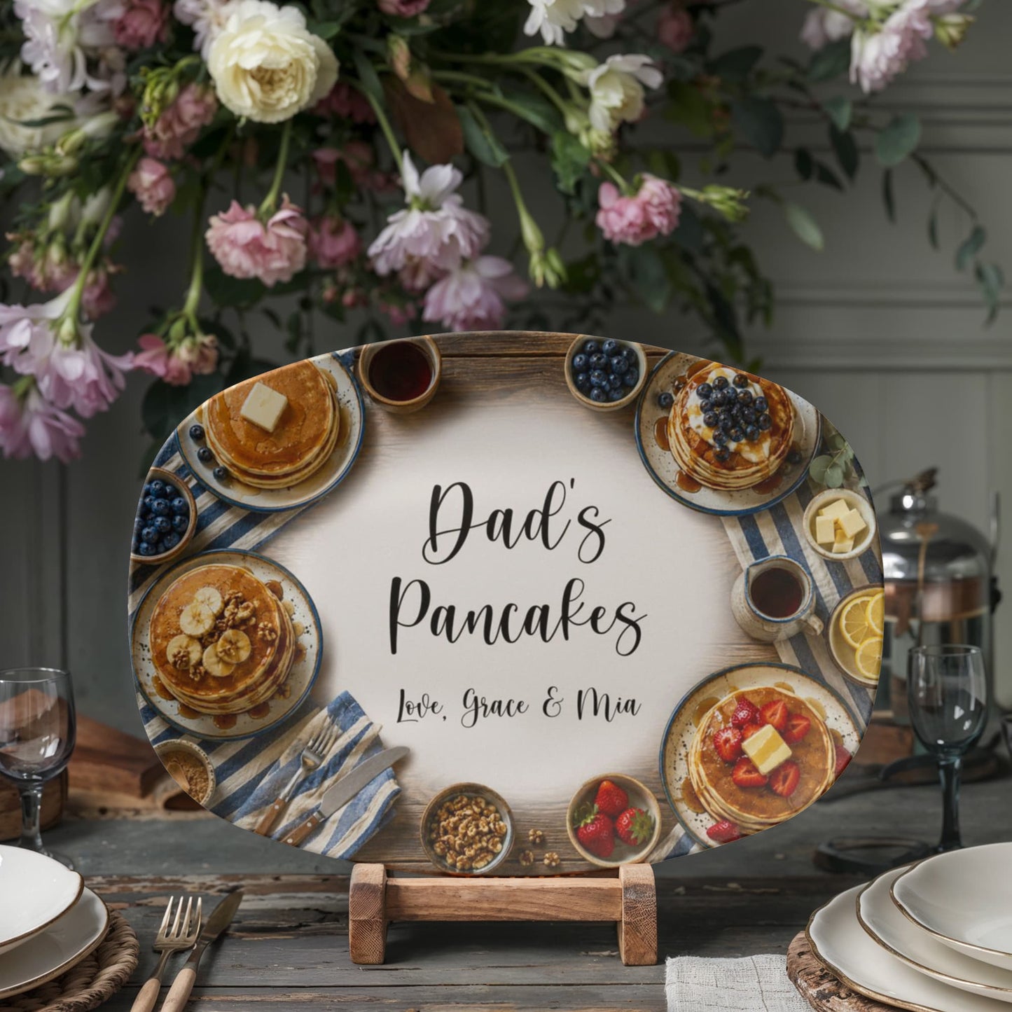 Dad's Pancake Tray with Kids Names