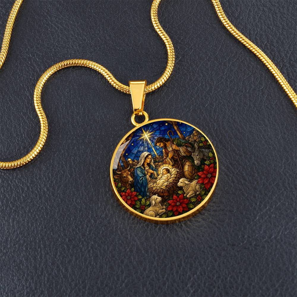 Nativity Scene Necklace, Religious Jewelry Gift, Personalized Christmas Pendant