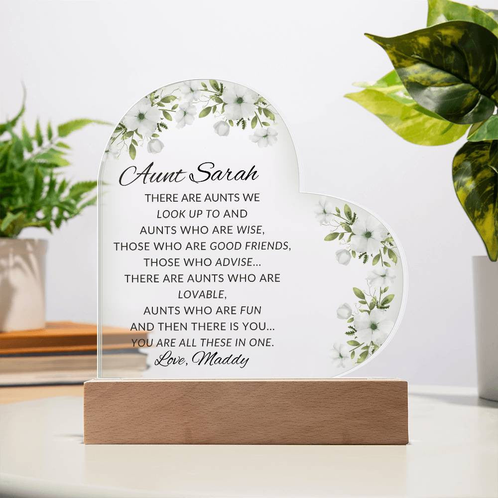 Aunt Acrylic Heart Plaque-[Heartfelt Family Gift]