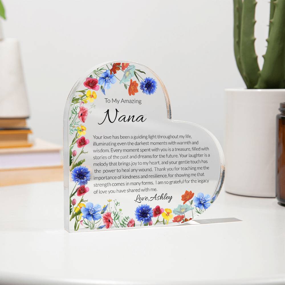 Nana Acrylic Heart Plaque