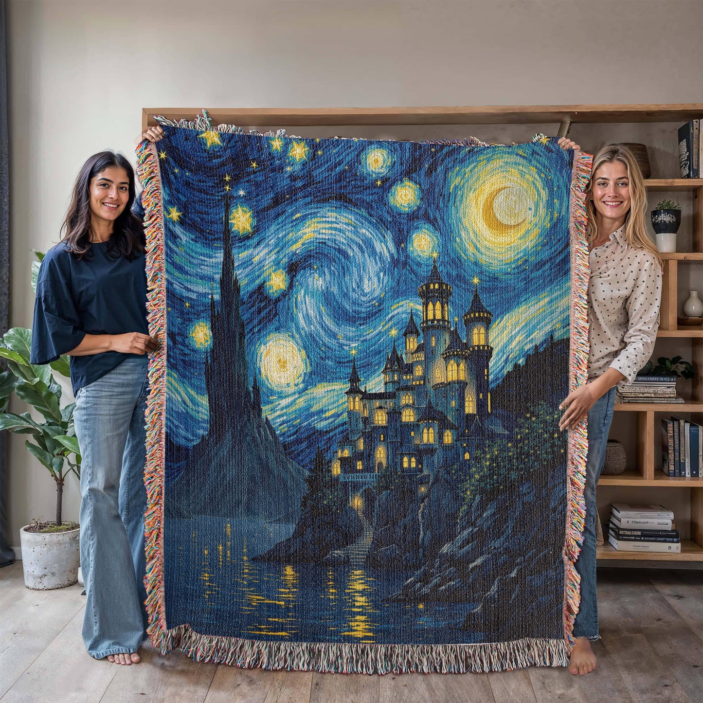 Mystical Castle Woven Cotton Throw-[Heartfelt Family Gift]