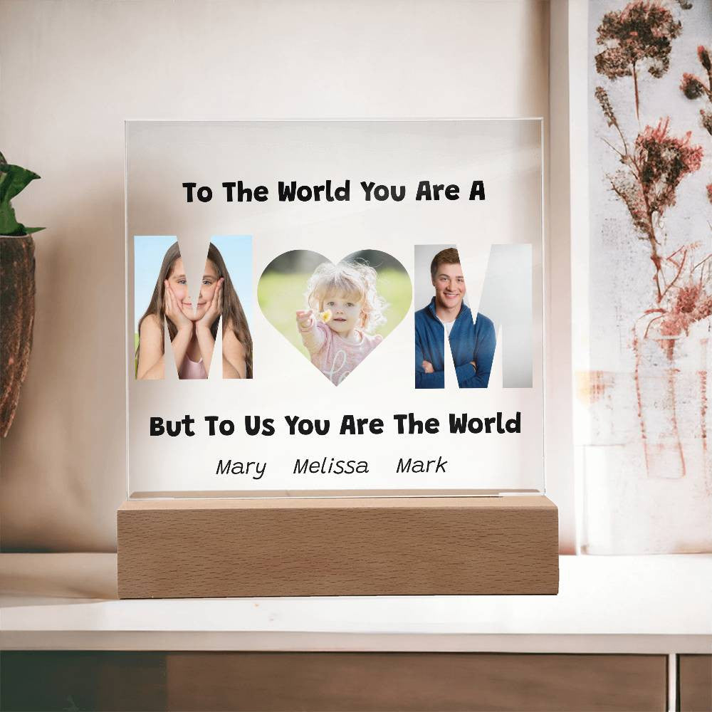 Mom Photo Acrylic Plaque with Kids Names-[Heartfelt Family Gift]