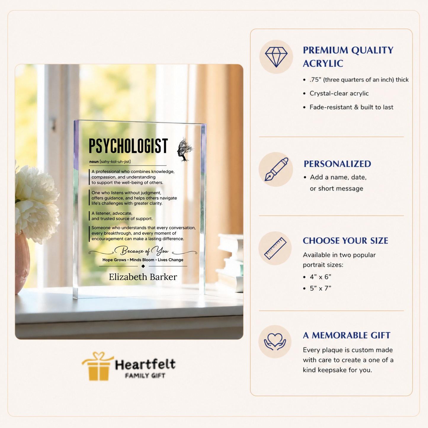Psychologist Appreciation Gift Plaque