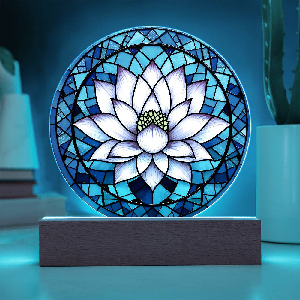 Lotus Flower Acrylic Nightlight Plaque-[Heartfelt Family Gift]