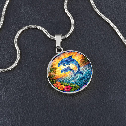 Dolphin Engraved Pendant Necklace