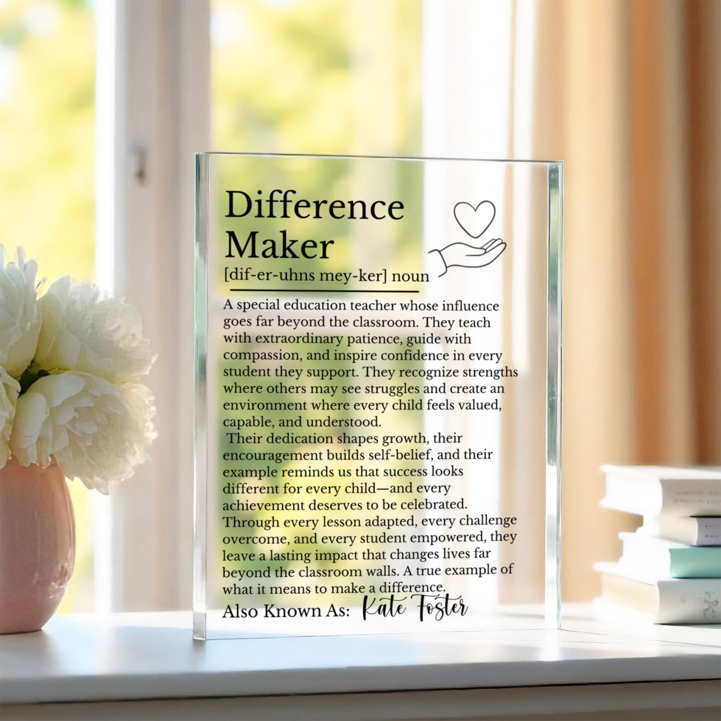 Special Education Teacher Difference Maker Plaque