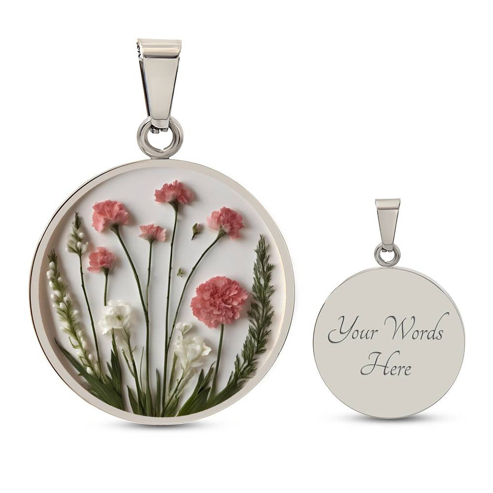 January Birthflower Necklace Carnation and Snow drop Floral pendant-[Heartfelt Family Gift]