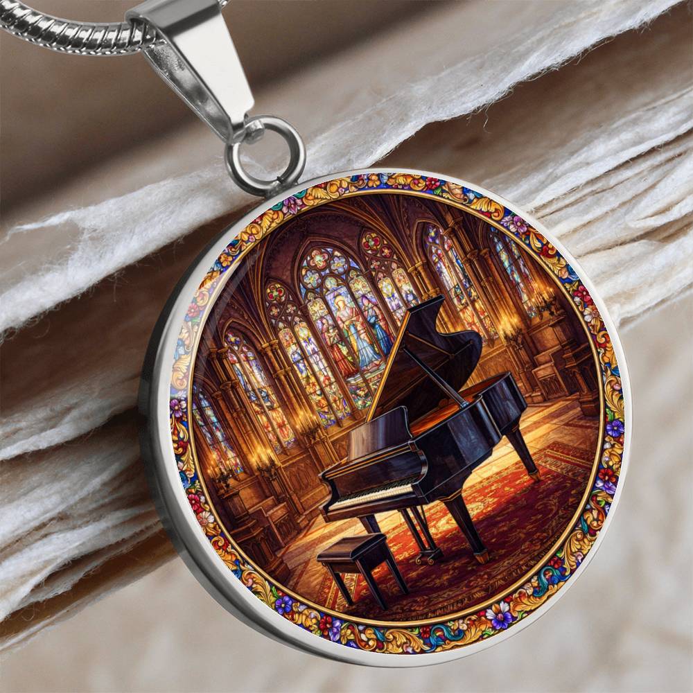 Grand Piano Necklace Pendant, Stained Glass Inspired Jewelry, Music Lover Gift, Elegant Piano Keychain, Unique Bracelet Charm, Gift for Pianists