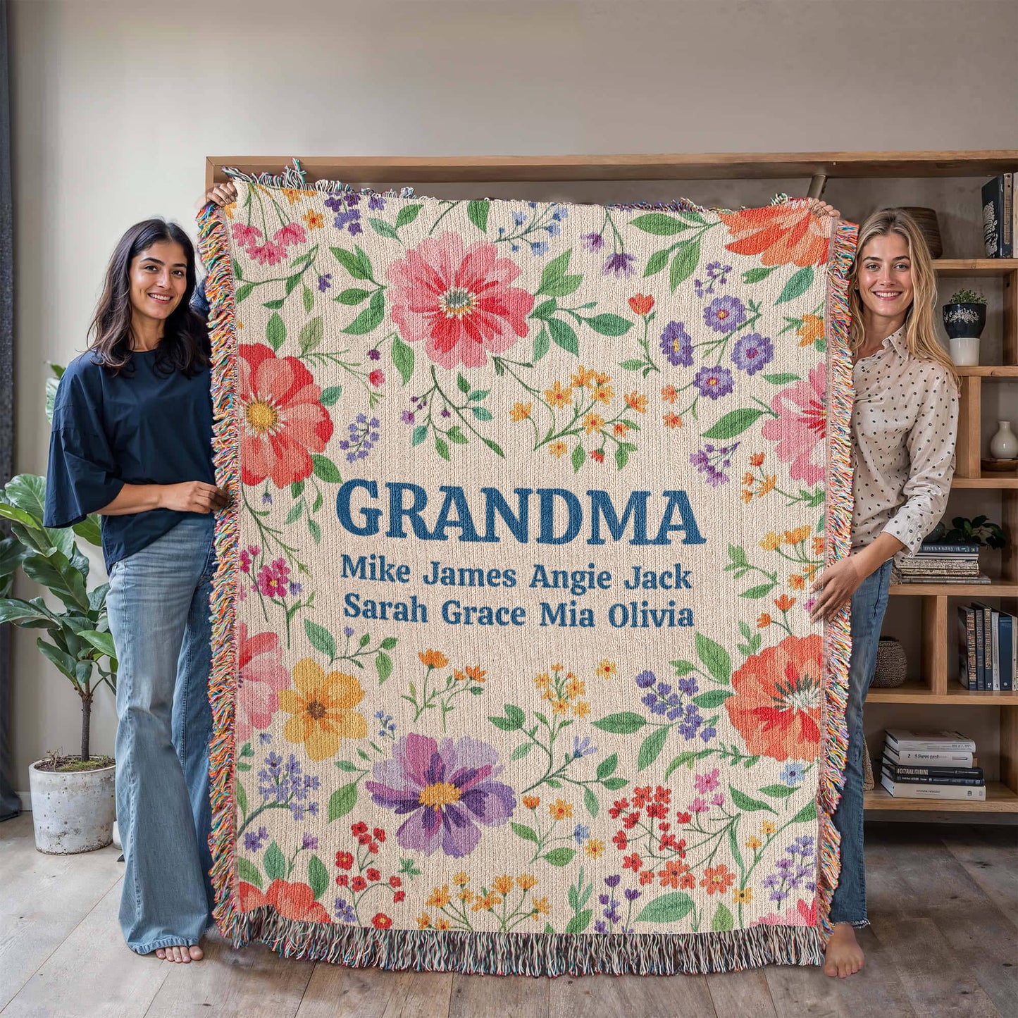 Personalized Grandma Floral Blanket-[Heartfelt Family Gift]