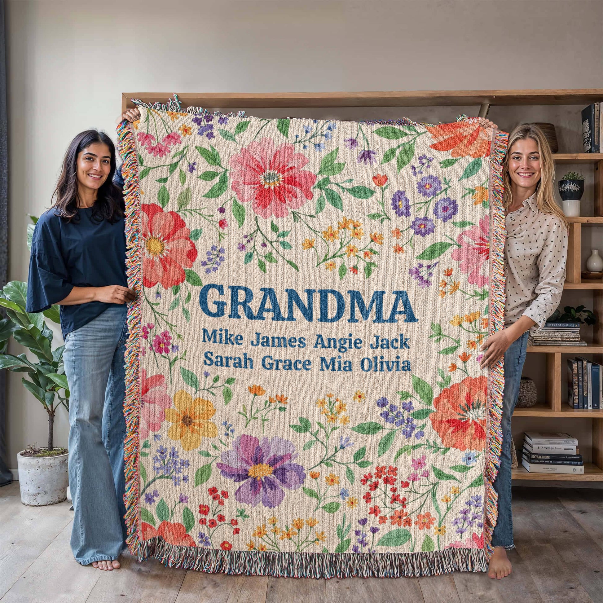 Personalized Grandma Floral Blanket-[Heartfelt Family Gift]