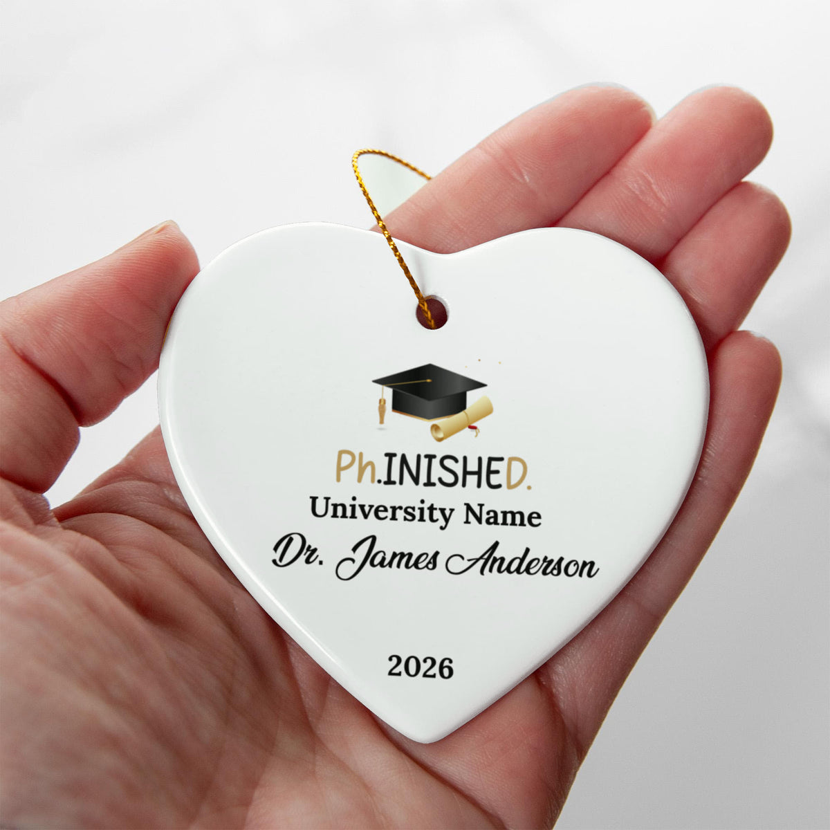 Phd Doctorate Degree Ceramic Heart Ornament