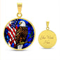American Flag and Eagle Patriotric Necklace with Engraving-[Heartfelt Family Gift]