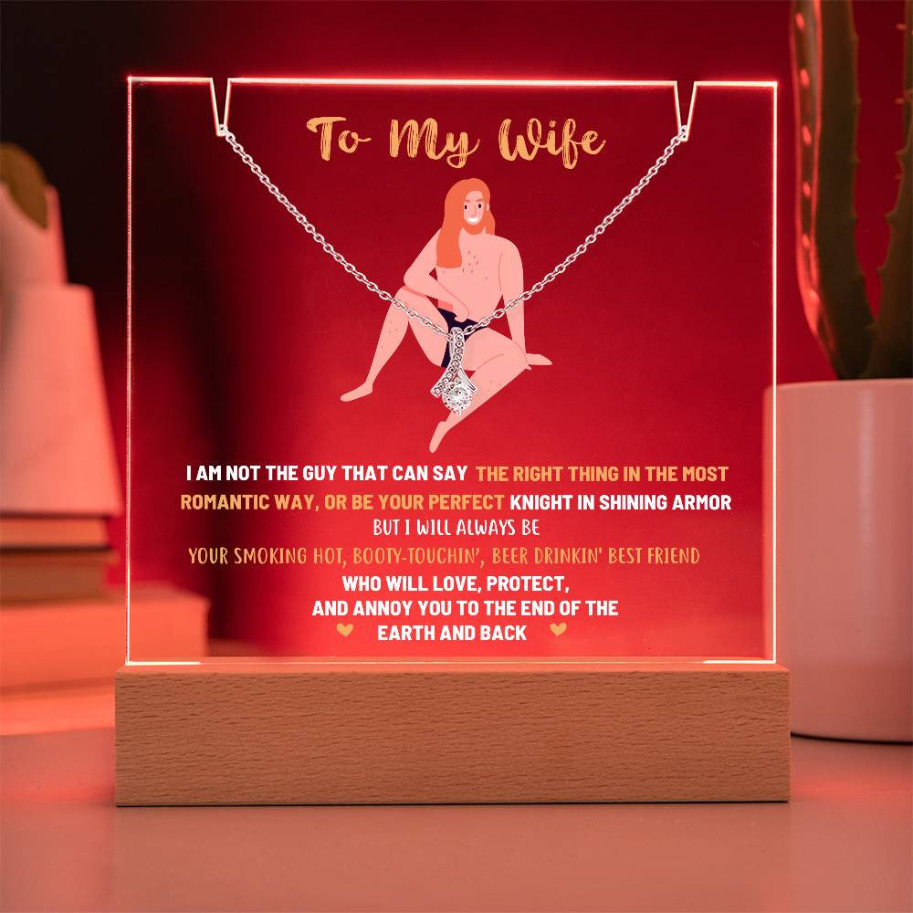 To My Wife Acrylic Jewelry Holder with Alluring Beauty Necklace-[Heartfelt Family Gift]