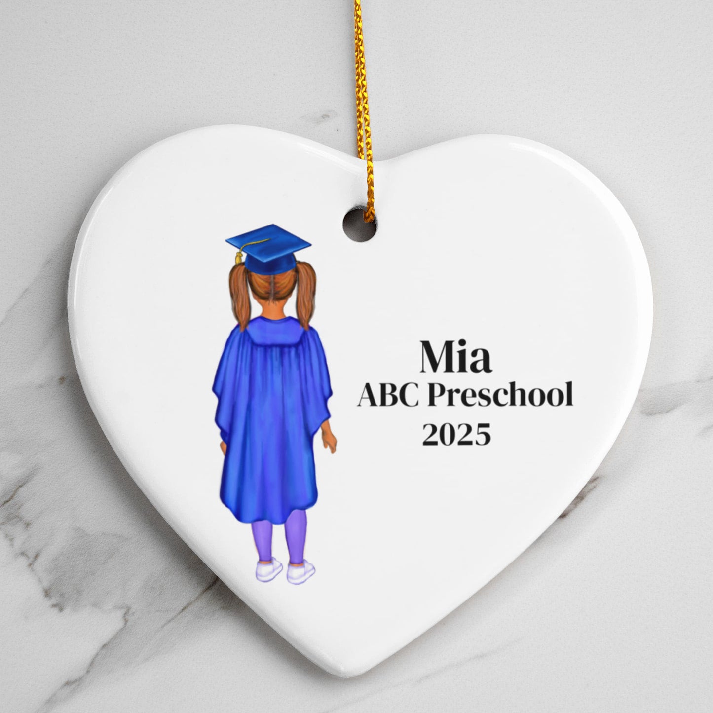 Preschool Graduation Ceramic Heart Ornament