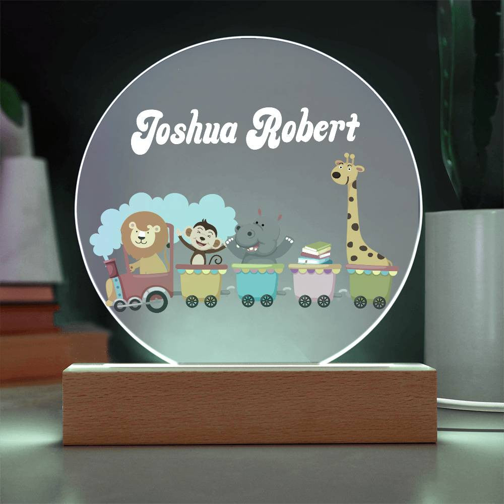 Safari Train Personalized Name Acrylic LED Nightlight-[Heartfelt Family Gift]