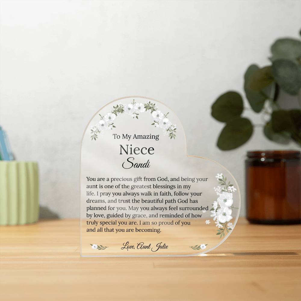 Personalized Niece Acrylic Heart Gift