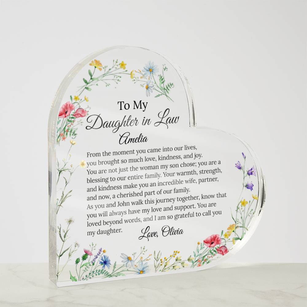 Personalized Heart Acrylic Plaque Gift for Daughter-In-Law