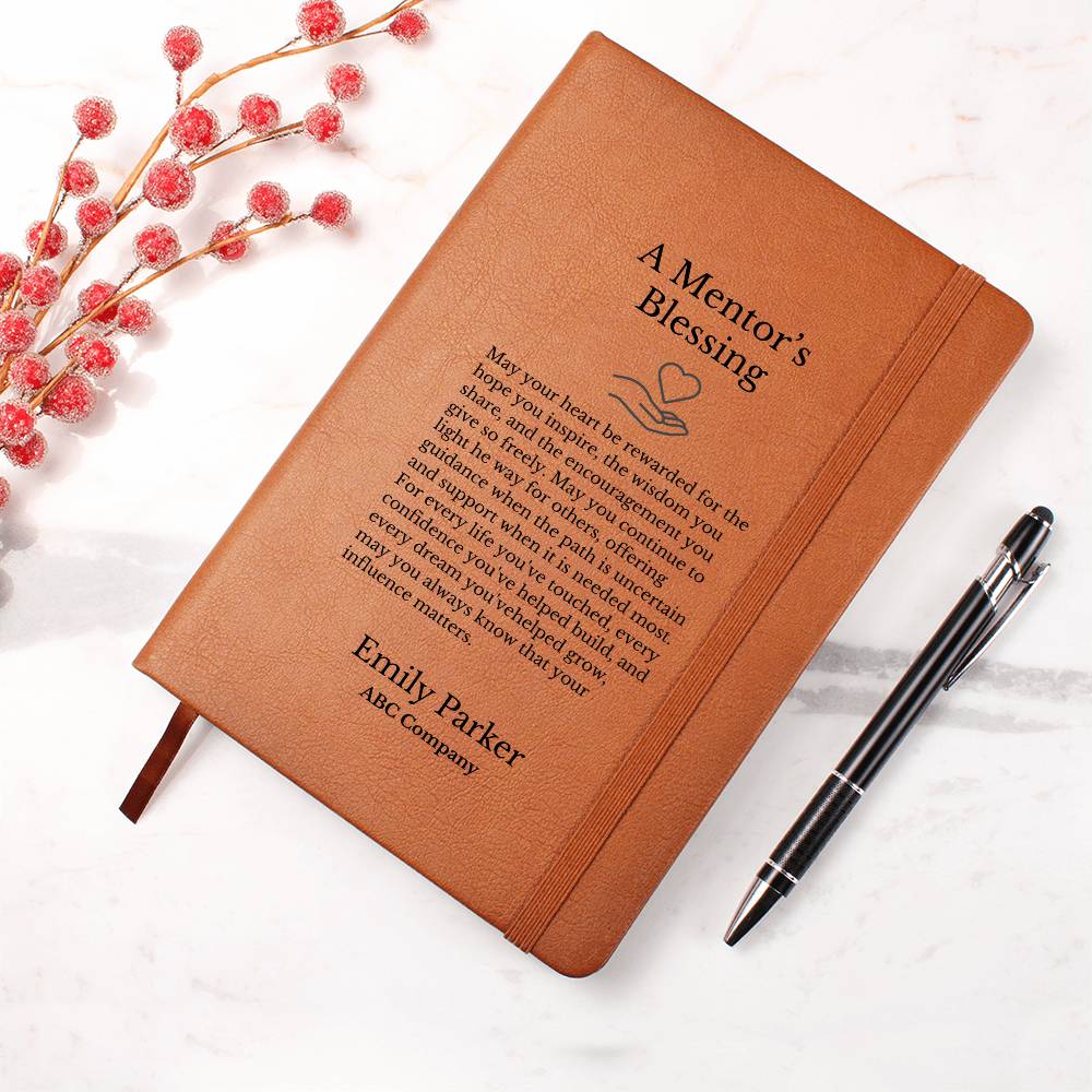 Mentor Prayer Journal, Vegan Leather Notebook, Inspirational Gift for Mentor