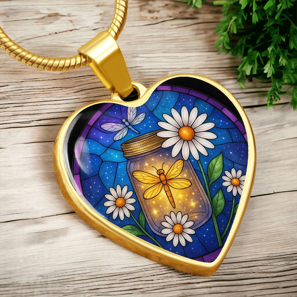 Dragonfy Floral Necklace with Engraving