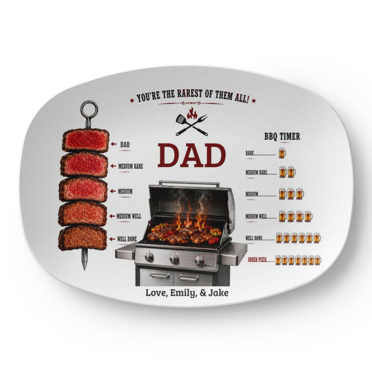 Rarest Dad Ever BBQ Plate, Funny Beer Loving Dad Platter, Personalized BBQ Gift, Grill Master Present, , Father’s Day Gift, BBQ Lover Plate