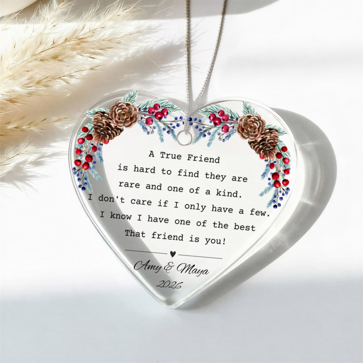 Friend Acrylic Heart Christmas Ornament