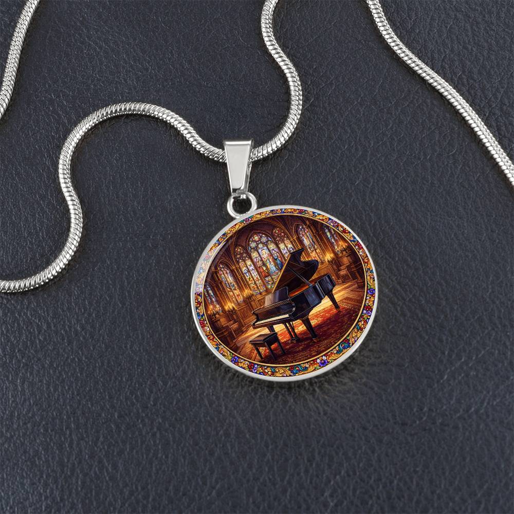 Grand Piano Necklace Pendant, Stained Glass Inspired Jewelry, Music Lover Gift, Elegant Piano Keychain, Unique Bracelet Charm, Gift for Pianists