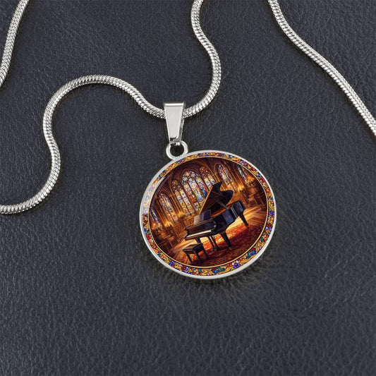 Grand Piano Necklace Pendant, Stained Glass Inspired Jewelry, Music Lover Gift, Elegant Piano Keychain, Unique Bracelet Charm, Gift for Pianists