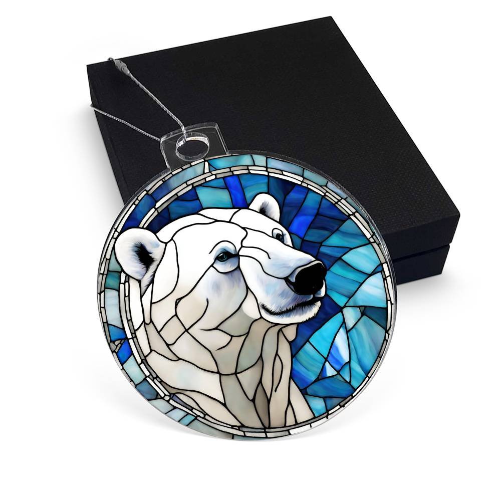 Polar Bear Stained Glass Ornament