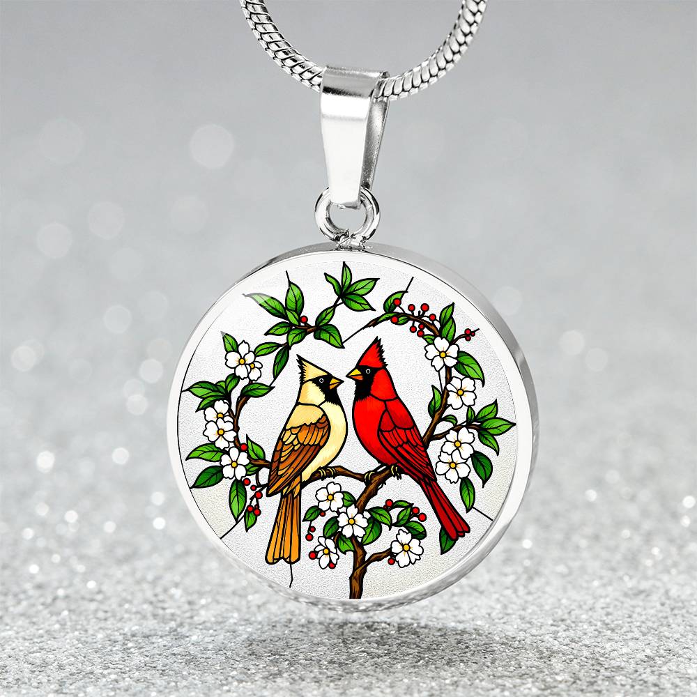 Cardinals Pendant Necklace Engraved