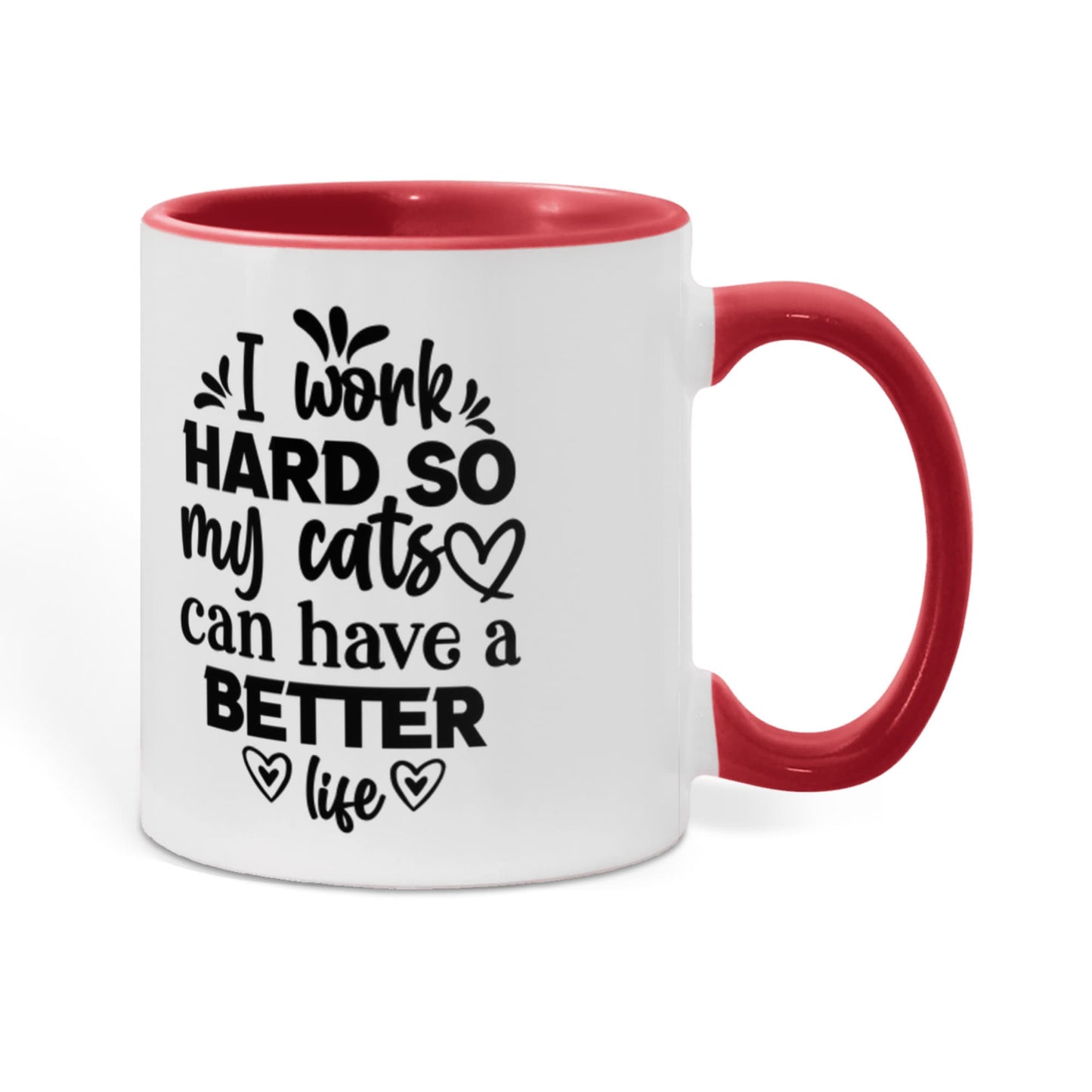 Cat Lover Color Accent Coffee Mug for Office Coworker  - 7 Colors