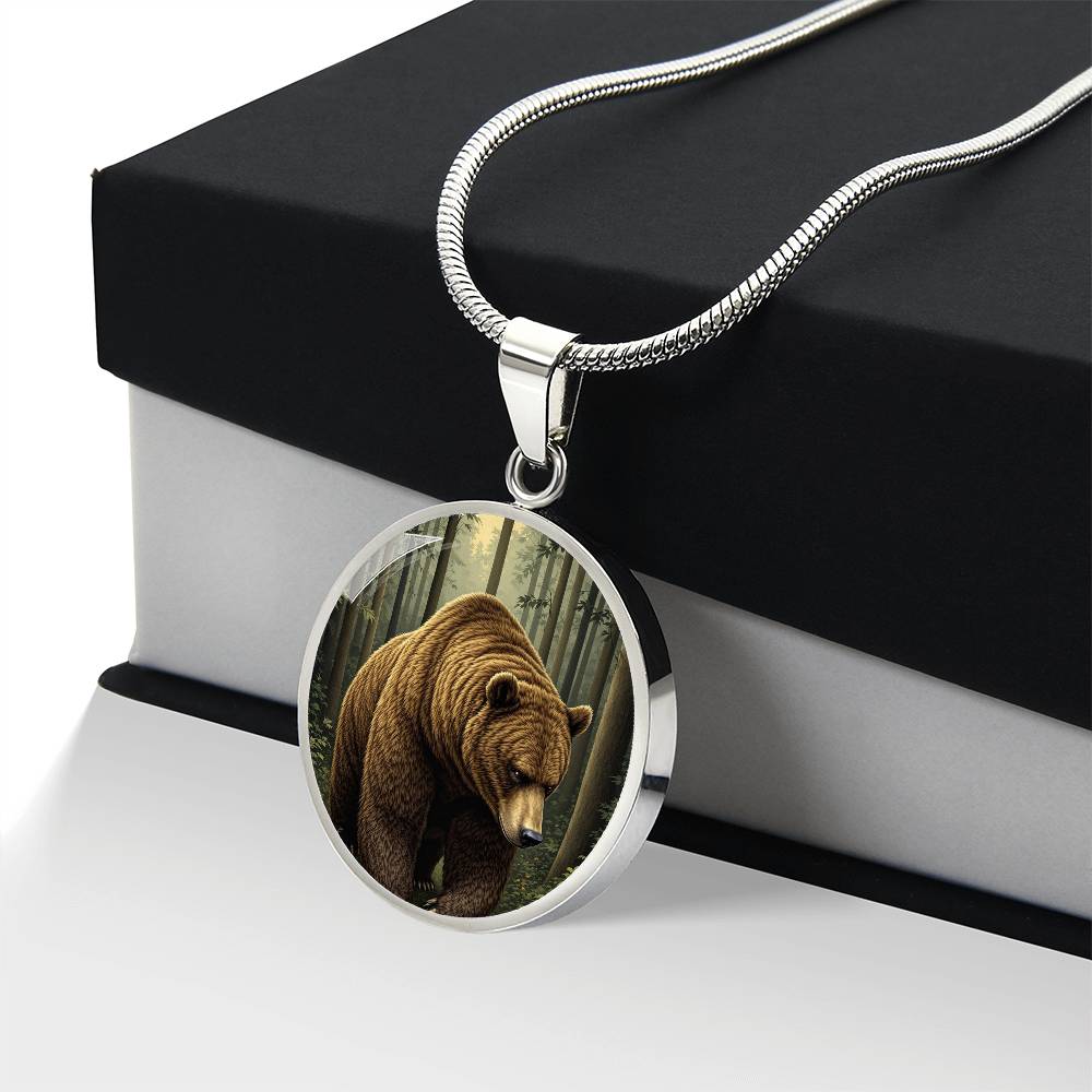 Personalized Brown Bear Pendant Necklace