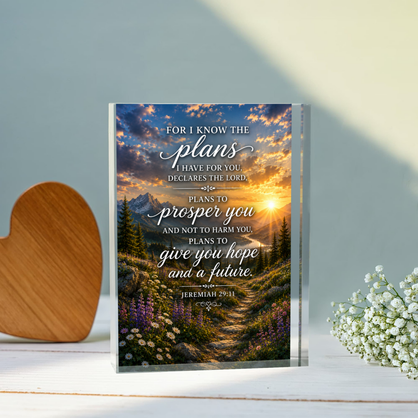 Jeremiah 29 11 Bible Verse Acrylic Plaque, Christian Wall Art, Inspirational Religious Decor, Faith Quote Gift