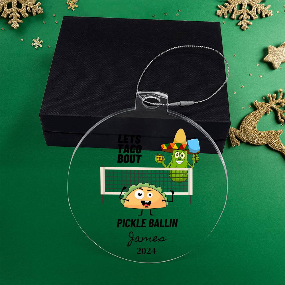 Funny PIckleball Acrylic Christmas Ornament-[Heartfelt Family Gift]