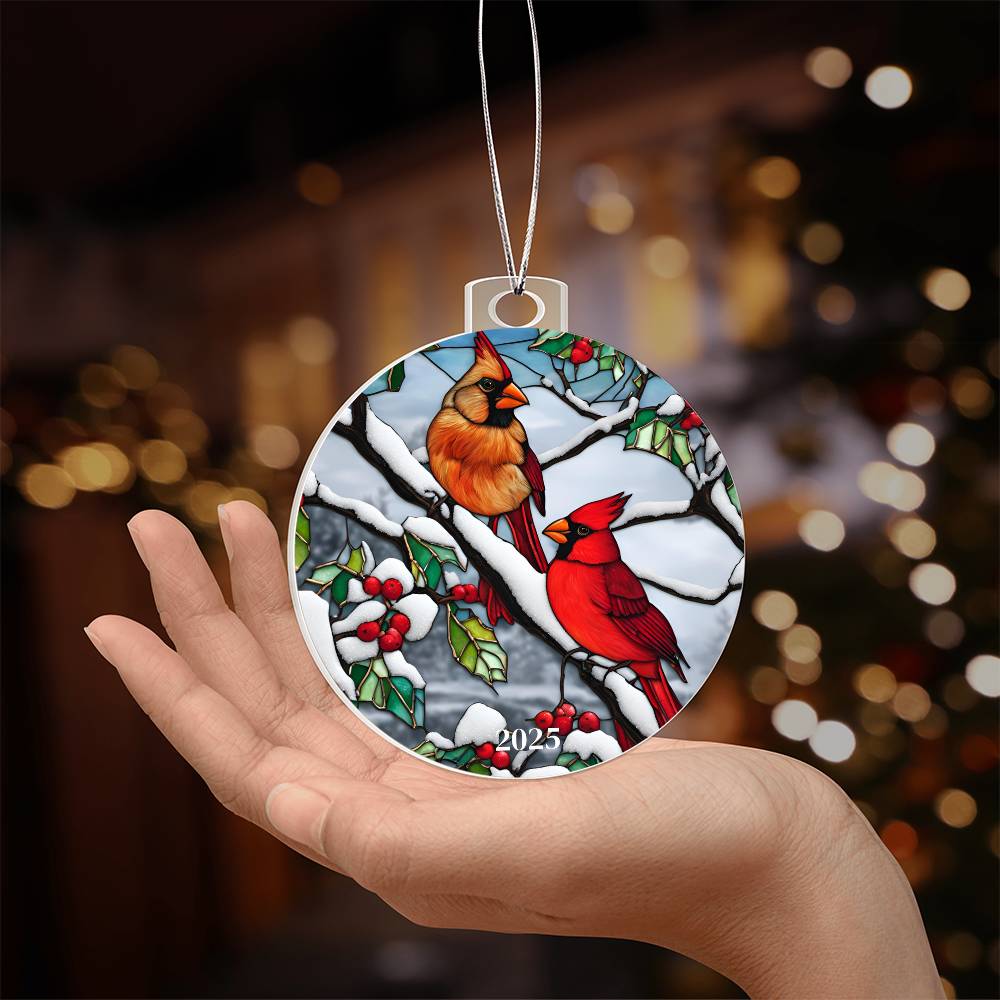 Cardinal Stained Glass Ornament