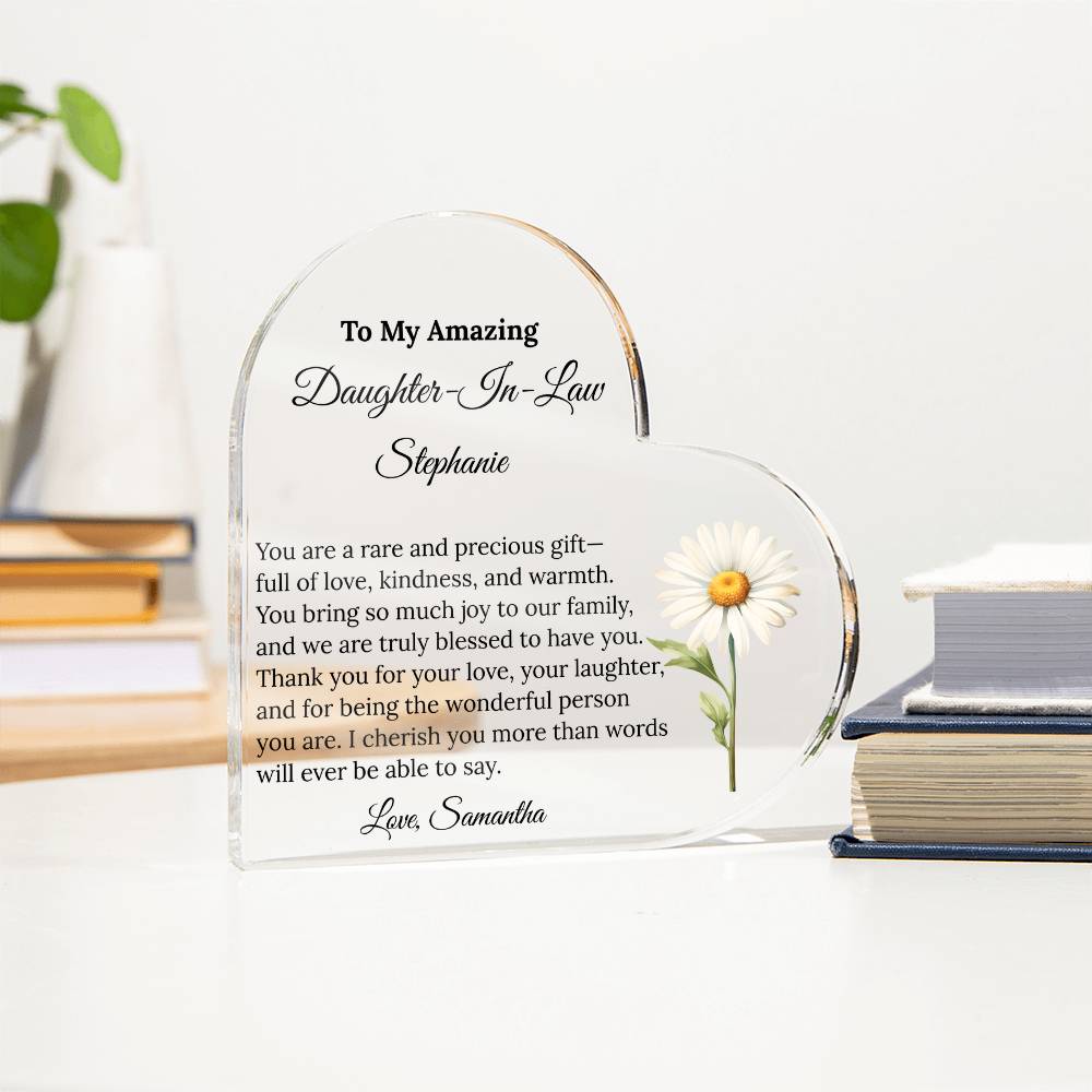Personalized Daughter in Law Heart Plaque