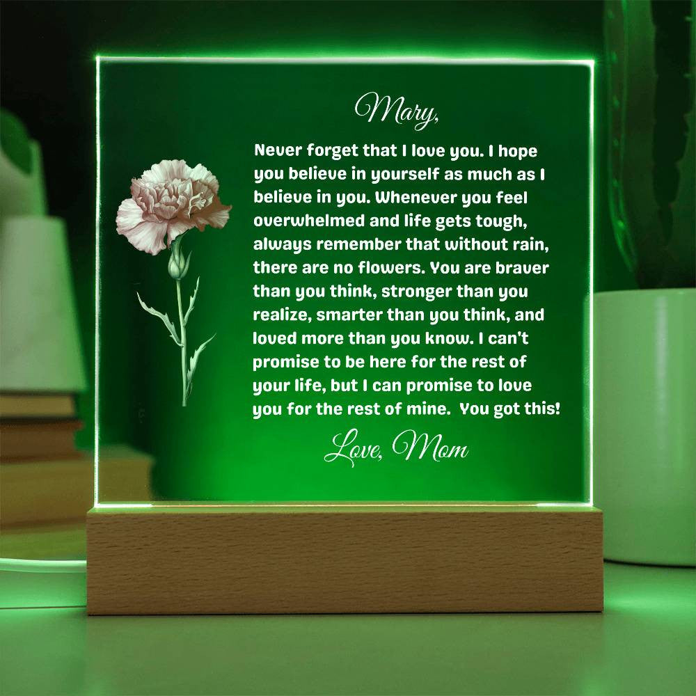 Personalized encouragment plaque for daughter - No Rain No Flowers-[Heartfelt Family Gift]