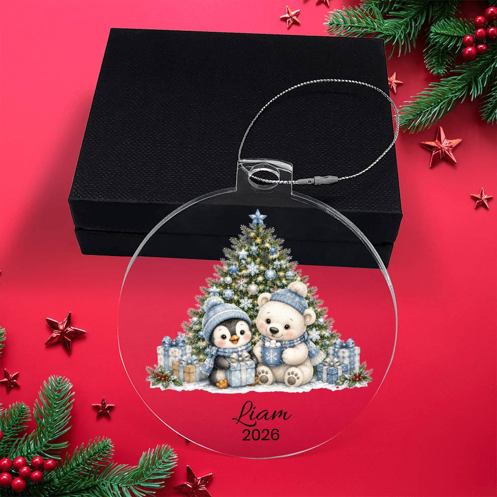 Polar Bear Penguin Kids Christmas Ornament