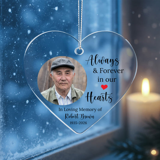 Memorial Photo Acrylic Heart Ornament