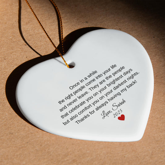 Friends Ceramic Heart Thank You Ornament