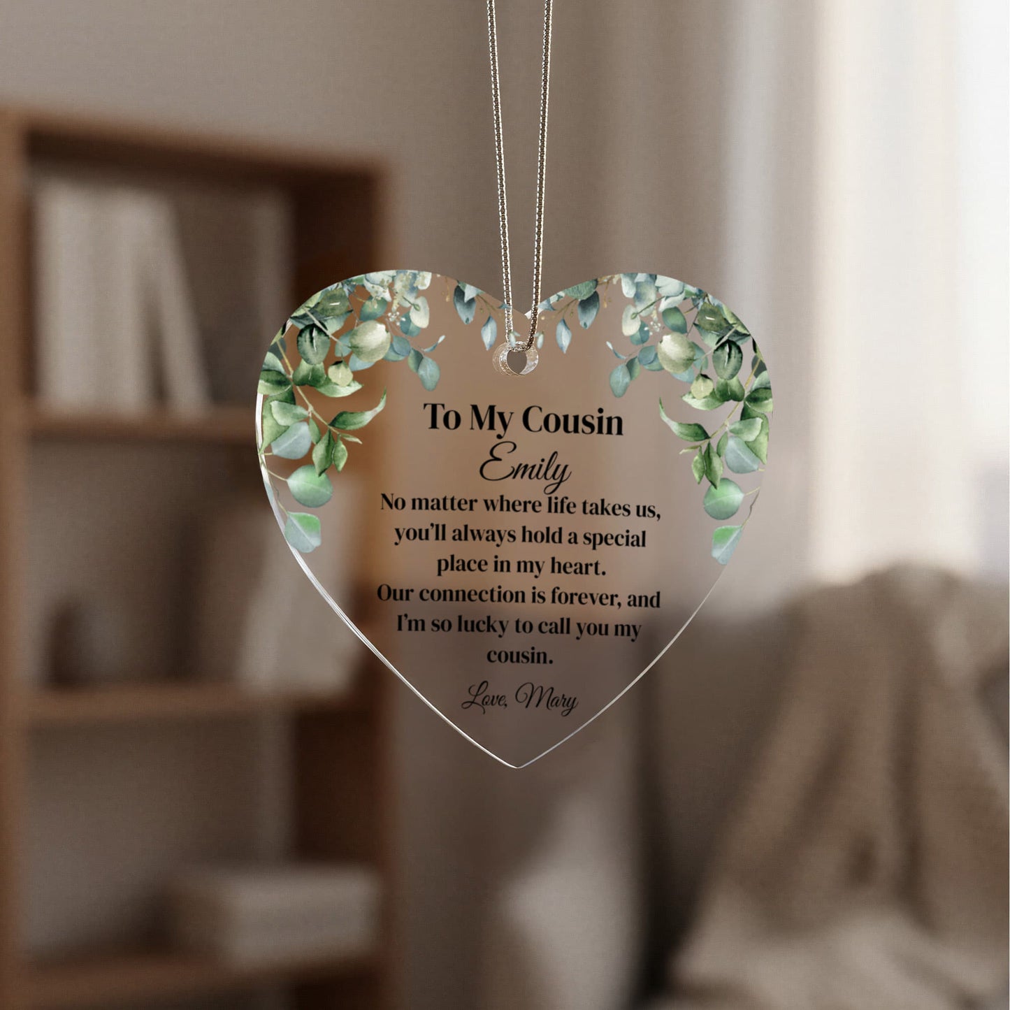 Cousin Acrylic Heart Ornament